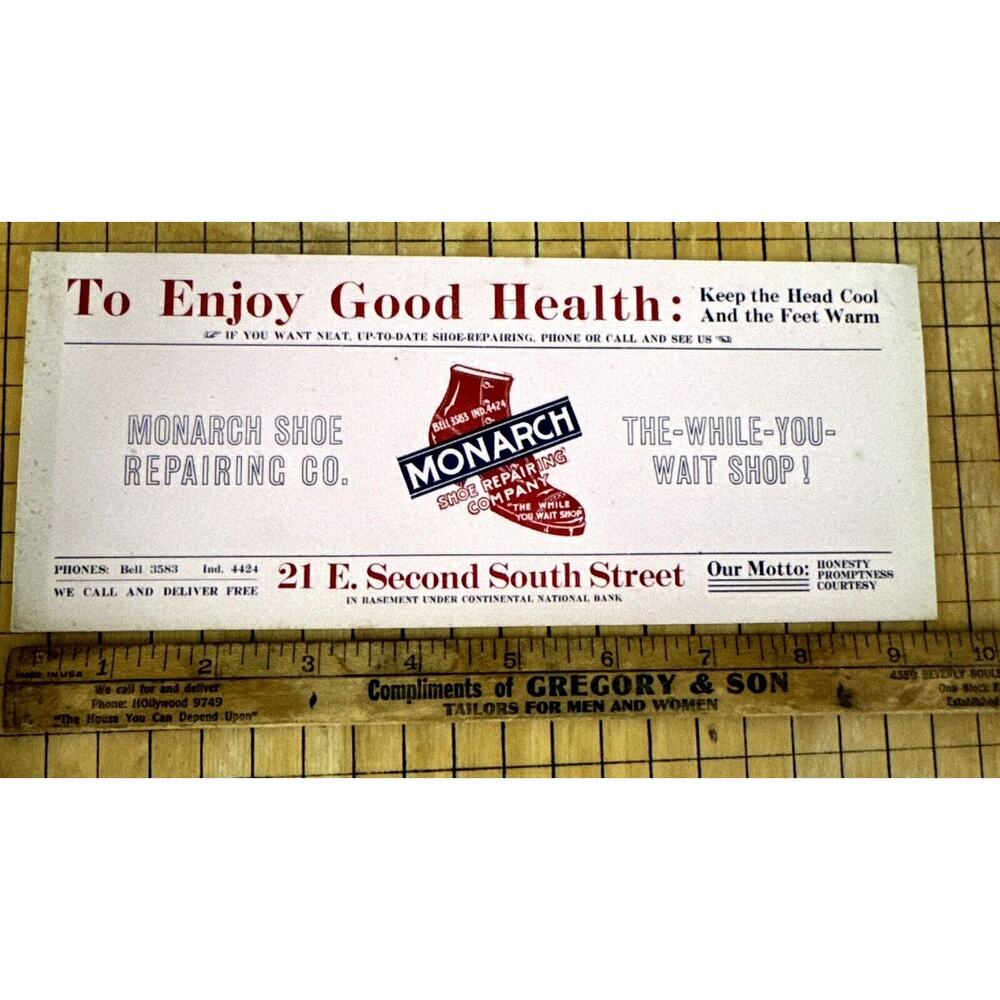 Shoe Store Monarch Indianapolis Old South Side Advertising Ink Blotter Indiana